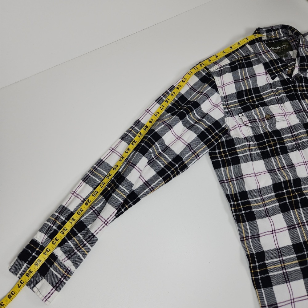 VTG Eddie Bauer Shirt Mens LT Black White Flannel Cotton Classic Fit Button-Down - Picture 10 of 10